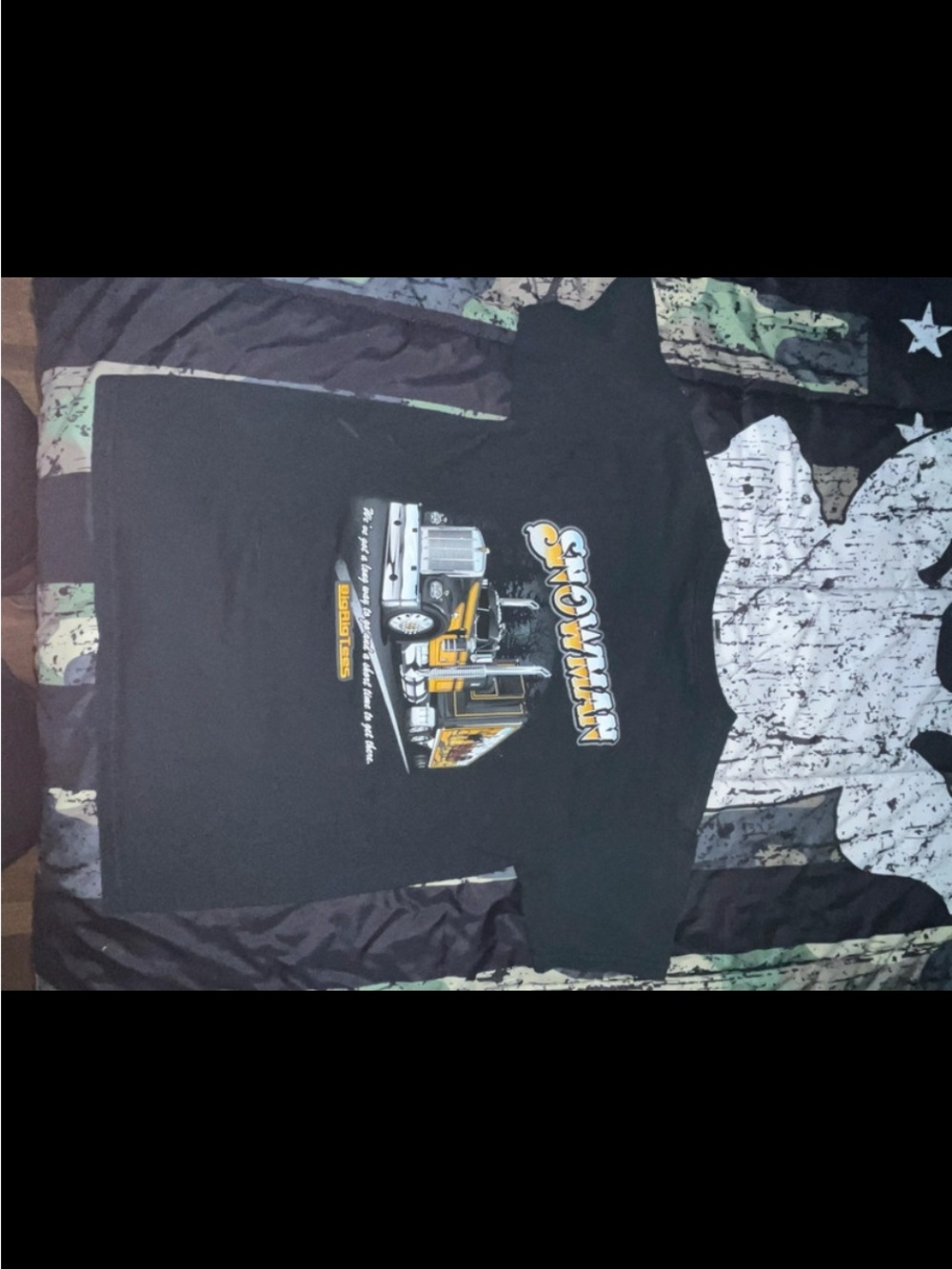 Gildan Black Kids Tee with Yellow & White Truck Graphic